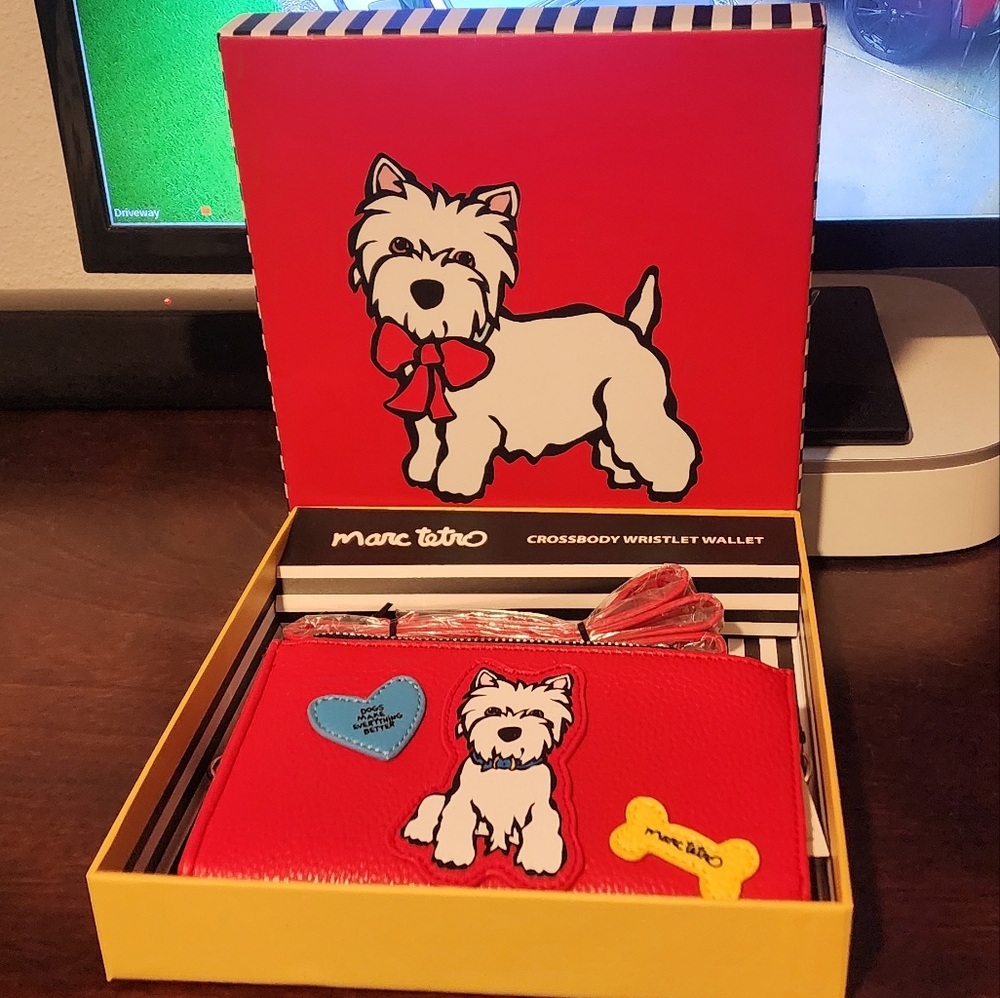 Marc Tetro Crossbody Wristlet Wallet – Westie Dog Design – Red